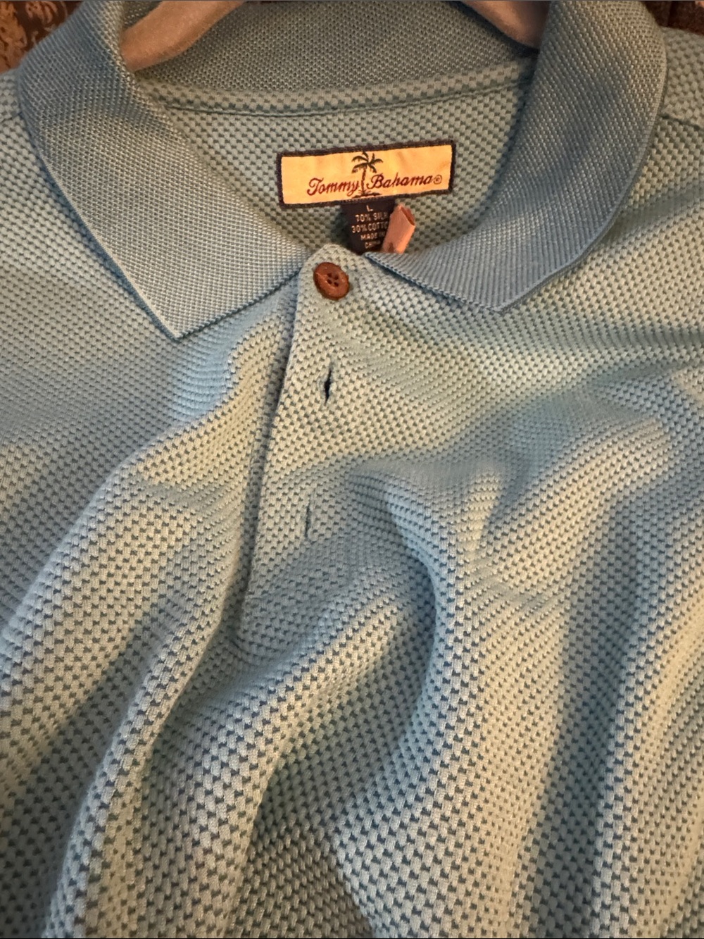 Tommy Bahama Men's Seafoam Textured Polo